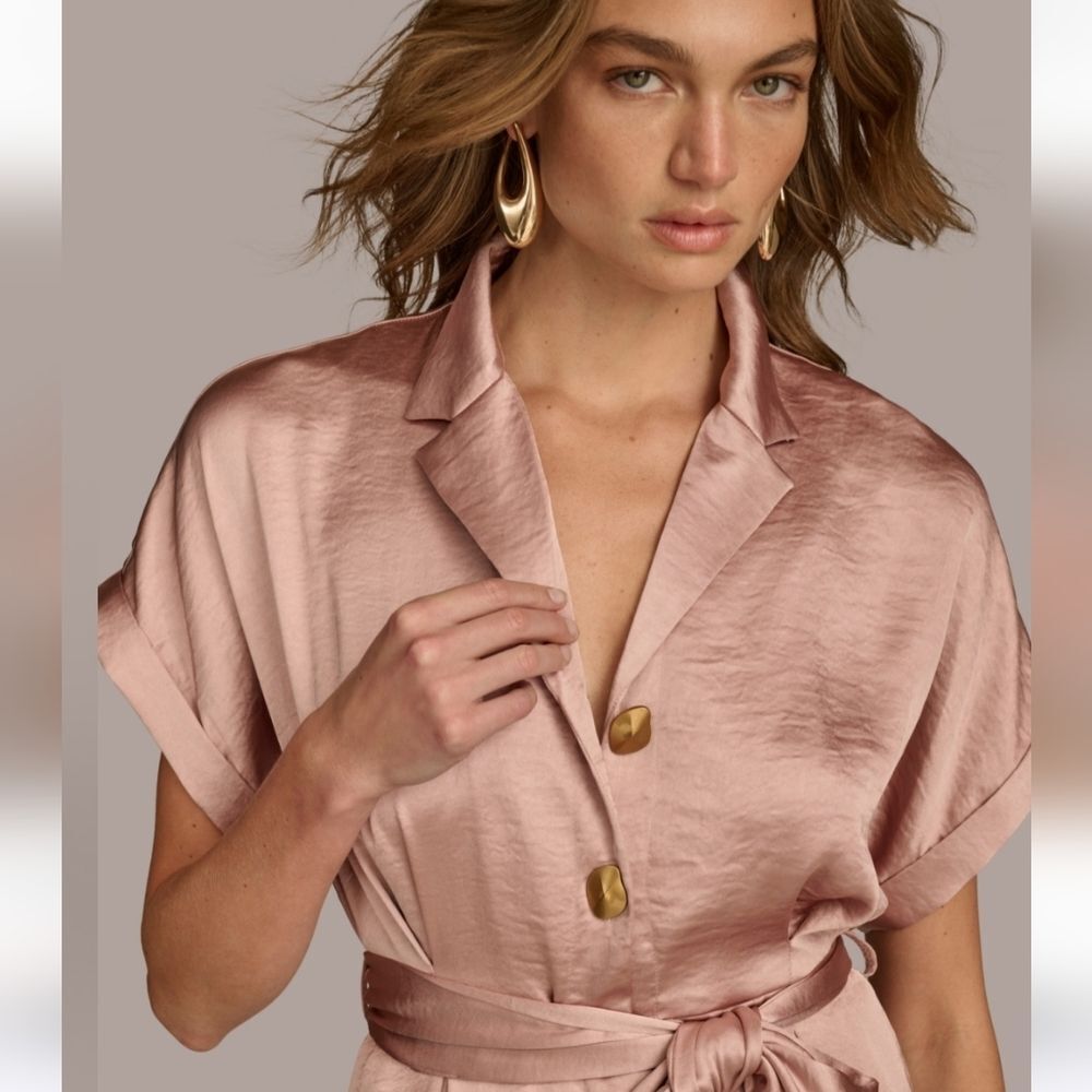 Donna Karan Gold Pink Jumpsuit - Picture 2 of 16